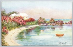 Beach View Mangrove Bay Bermuda Artist Signed C F Tucker UNP DB Postcard K7