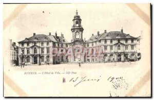 Postcard Old Rennes The Hotel de Ville Map 1900