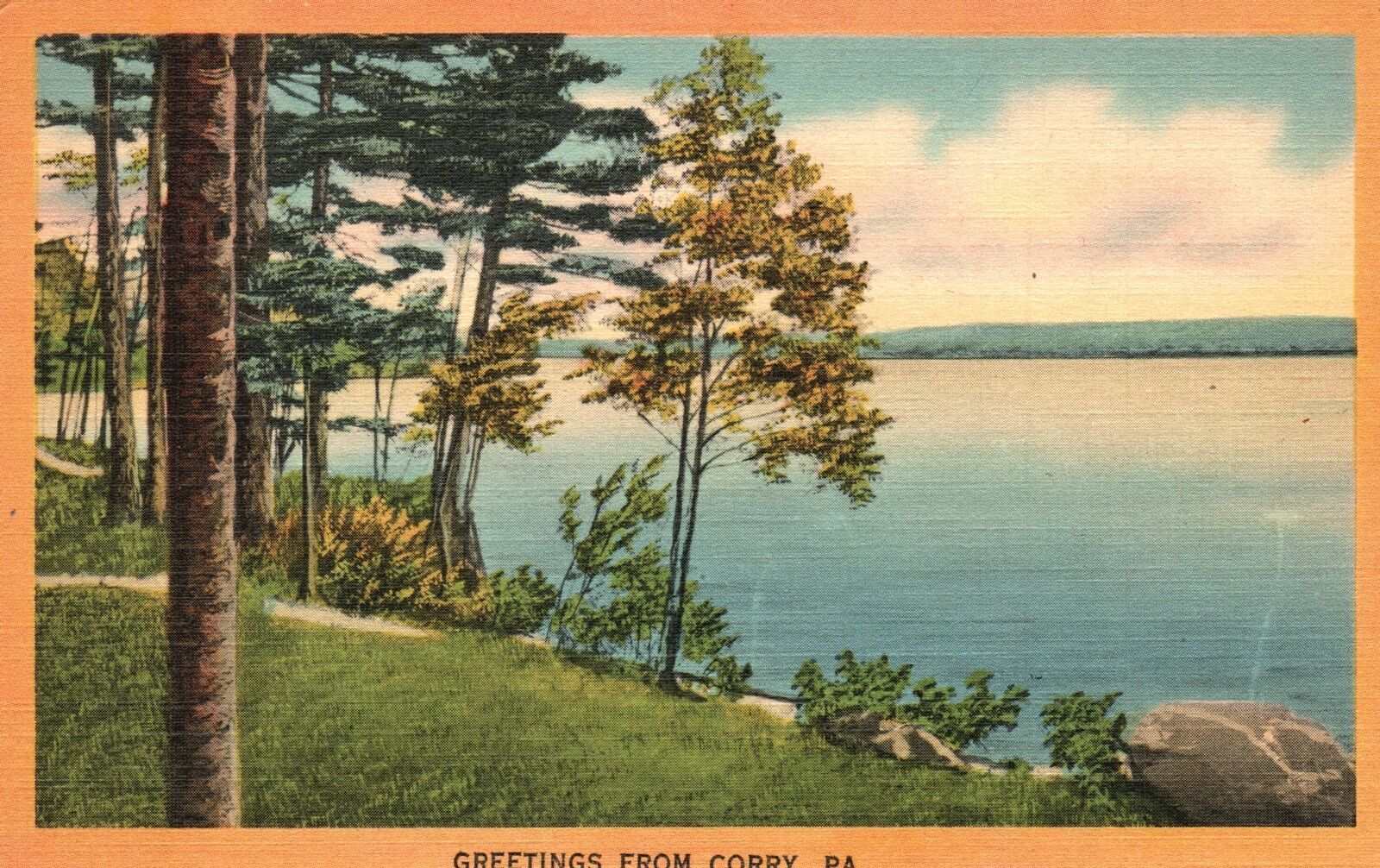 Vintage Postcard 1944 Beautiful Scenery Lake Trees Nature Greetings ...