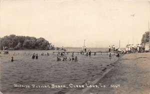 J40/ Cedar Lake Iowa RPPC Postcard c1920 Bayside Bathing Beach  315