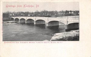 Kankakee Illinois c1906 Postcard Washington Avenue Concrete Bridge