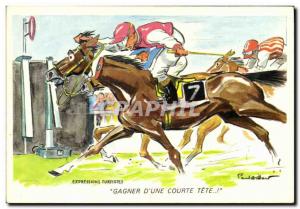 Postcard Modern Equestrian Riding Winning d & # 39A short head! Turfistes exp...