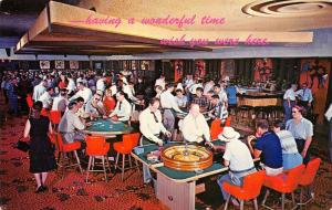 Las Vegas Nevada 1960s Postcard Gambling Casino Roulette Wheel Poker