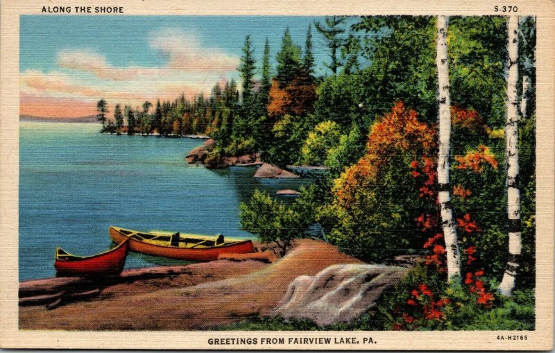 Greeting From Fairview Lake Swimming Scene Fairview Lake,PA Vtg 1940's