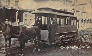 Deerfield NY Horse Drawn Trolley 1908 real photo postcard.