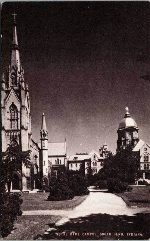Vtg 1940s Notre Dame Campus South Bend Indiana IN Conoco Touraide Postcard