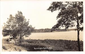 Mecosta Michigan~Round Lake Scene~Shed Behind Trees~1940s Real Photo Postcard