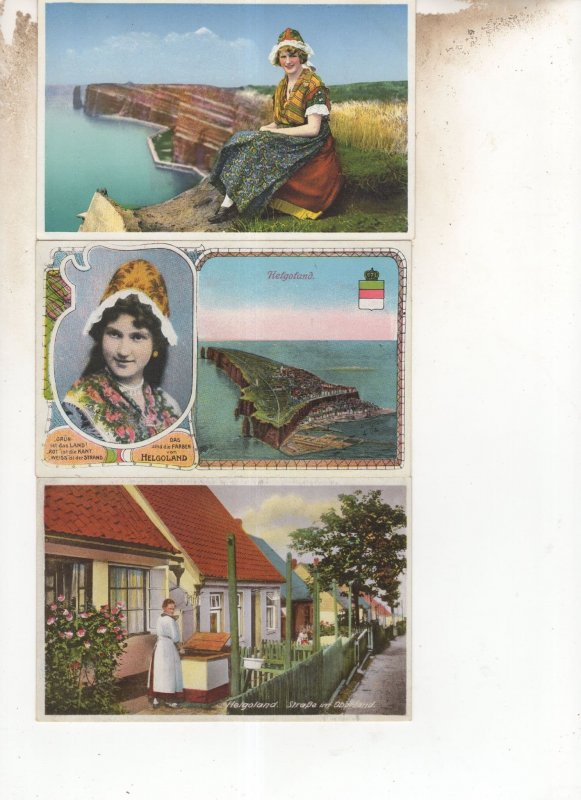 Heligoland Germany 3x Ladies Fashion Costume Old Postcard s