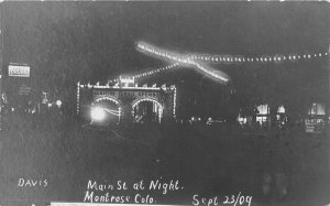 J38/ Montrose Colorado RPPC Postcard c10 Main Night Gunnison Tunnel 264