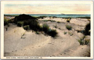 Sand Dunes Virginia Coast Cape Henrey Virginia Steamer In The Distance Postcard