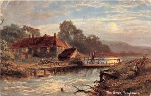 B92653 the swan pangbourne  painting postcard uk