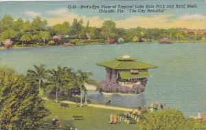 Florida Orlando Bird Eye View Of Tropical Lake Eola Park And Band Shell The C...