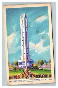 Vintage 1933 Postcard Havoline Thermometer Chicago World's Fair Illinois