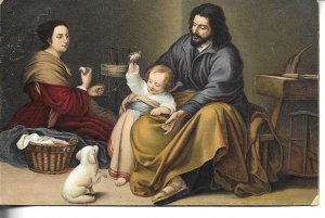 Holy Family of the litle bird, by Murillo Old vintage Stengel postcard # 29026