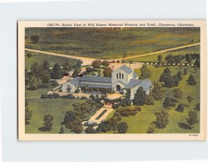 Postcard Aerial View of Will Rogers Memorial Museum and Tomb, Claremore, OK