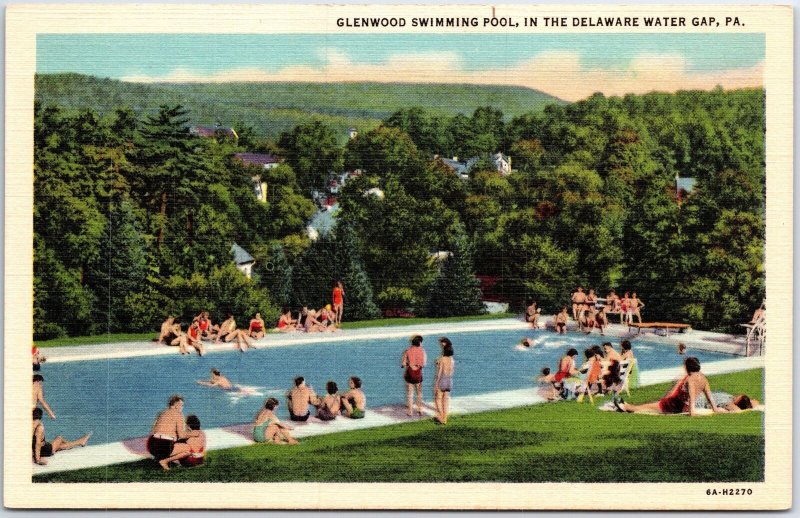 VINTAGE POSTCARD THE GLENWOOD SWIMMING POOL IN THE DELAWARE WATER GAP PA