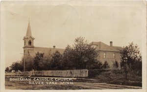 H57/ Silver Lake Minnesota RPPC Postcard c1910 Bohemian Catholic Church  53