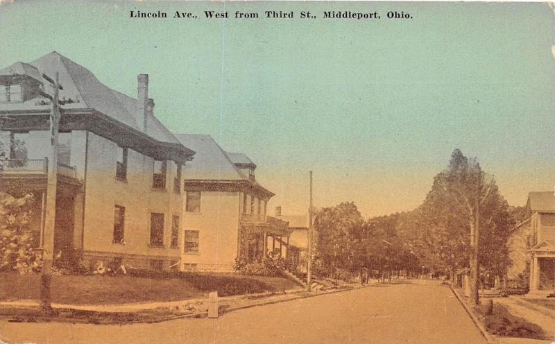 E58/ Middleport Meigs County Ohio Postcard c1910 Lincoln Ave 3rd Homes 5 