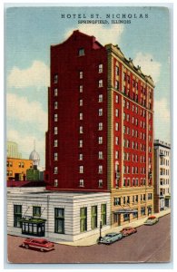1957 Hotel St. Nicholas Springfield Illinois IL Vintage Posted Postcard