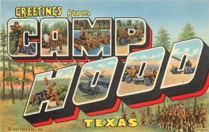 Curt Teich Large Letter WWII Greetings From Camp Hood TX