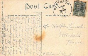 WINTHROP MAINE~BIG PINE POINT-LAKE MARANACOOK TROLLEY~1911 PSMK POSTCARD 