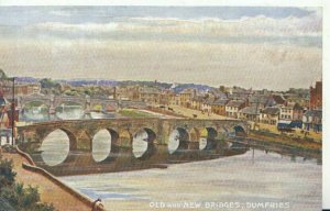 Scotland Postcard - Dumfries, Old and New Bridges - Dumfriesshire - Ref 9168A