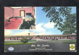 ALLENDALE SOUTH CAROLINA BON AIR COURTS MOTEL VINTAGE ADVERTISING POSTCARD SC