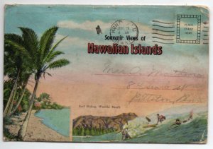 Hawaii Views Buildings Surfing Postcard Folder AA24296