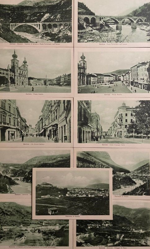 The lands that Italy redeems World War 1914/18 GORIZIA 11 vintage postcards lot 