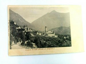 Vintage Postcard Crevola d'ossola Sirada al Sempione Italy Town Mountain Scene
