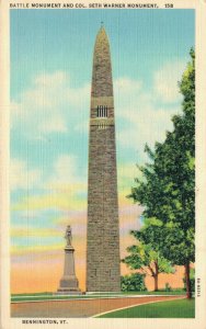 USA Battle Monument Bennington Virginia Vintage Linen Postcard 07.63