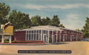 Show-Me Motel Highway 40 63 Columbia Missouri linen postcard