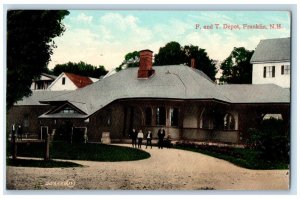 1909 Four Little Boys and Man F and T Depot Franklin New Hampshire NH Postcard