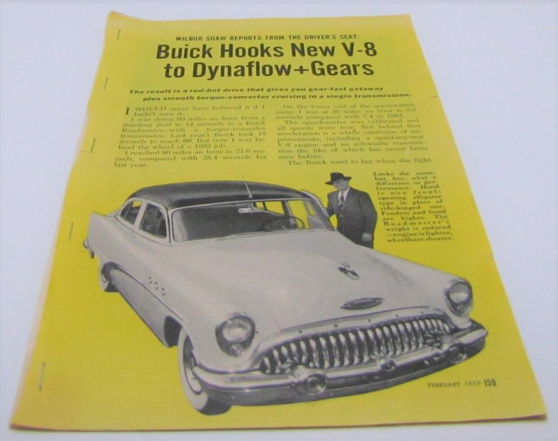 Buick Hooks New V-8 to Dynaflow + Gears Vintage 1953 Magazine Article