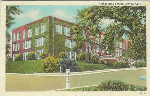 White border postcard, Athens High School, Athens, Ohio