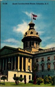 Vtg Columbia SC South Carolina State House 1940s Linen Postcard