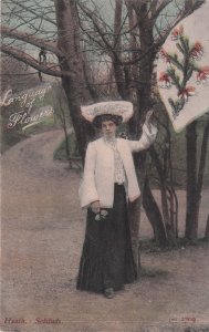 Language Of Flowers Health Solitude Rare Old Postcard