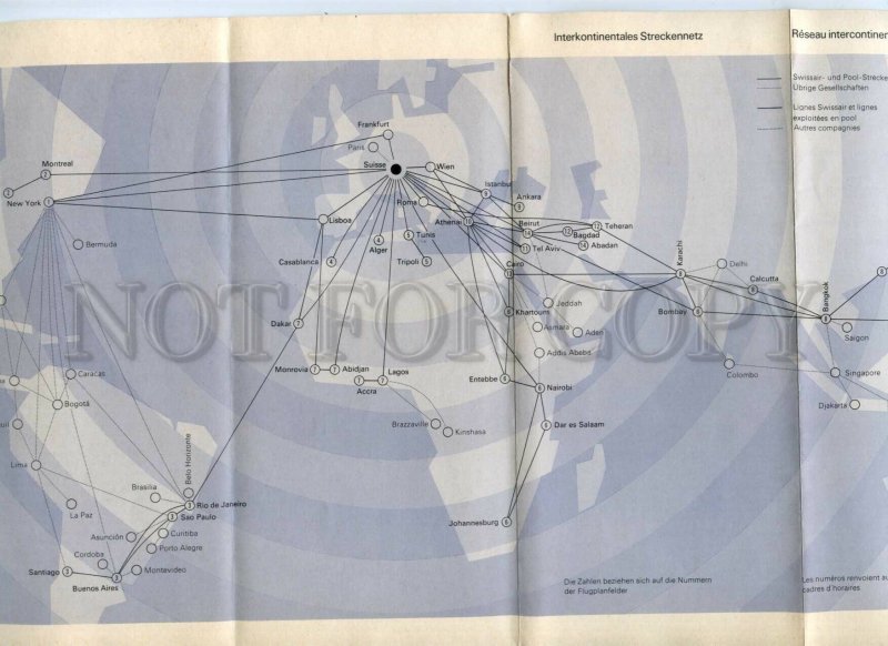 476880 1968 advertising brochure flight descriptions schedules airline SWISSAIR