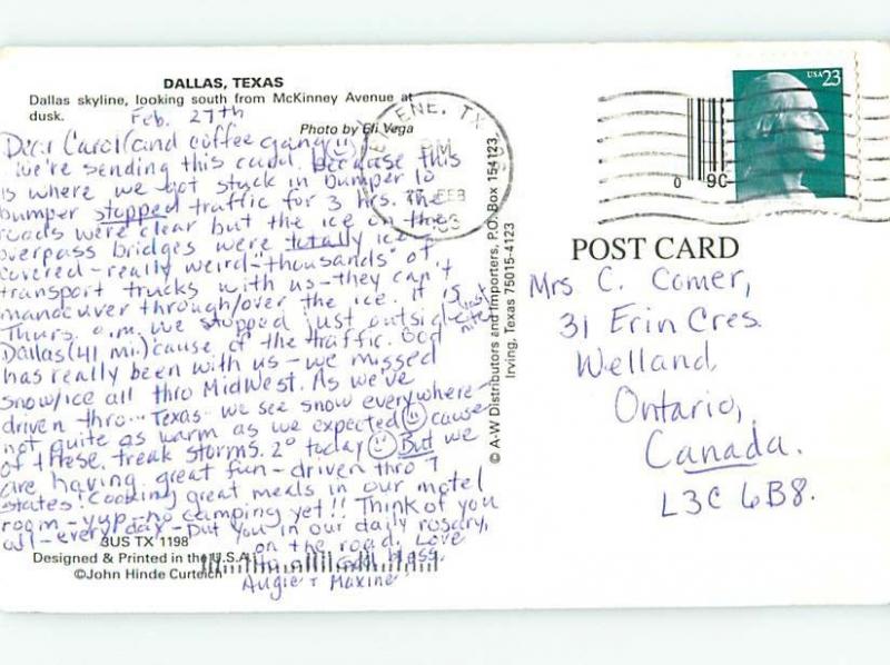 1983 postcard SOUTH FROM MCKINNEY AVENUE Dallas Texas TX hn5742