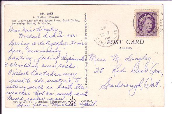 Tea Lake, Severn River, Ontario, Canada, Used 1963