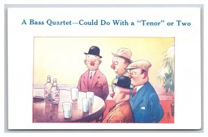 Bamforth Comic Bass Quartet Men Drinking Could Do WIth Tenor UNP DB Postcard S3