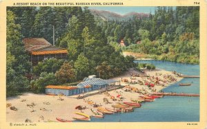 Postcard 1947 California Russian River Resort Beach Piltz linen 23-13213