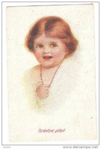 AS; Srdecne prani, Portrait of baby girl wearing red necklace, 00-10s