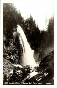 Vtg Narada Fall Rainier National Park Washington WA RPPC Real Photo Postcard