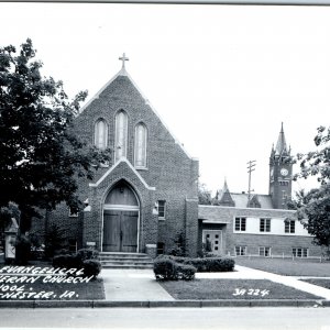 c1950s Manchester, IA RPPC 1sst Evangelical Lutheran Church School Postcard A105