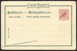 Germany 1890s Gruss aus Togo Private Postal Card 10pf Stamp Indicia UNUSE 110061