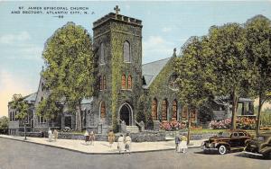 Atlantic City New Jersey~St James Episcopal Church & Rectory~People Walking~'40s