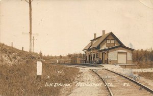 Machiasport ME Railroad Station Train Depot Real Photo Postcard