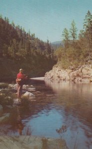 Man Fishing at Smith River Del Norte Country Calafornia Union Oil Co Postcard