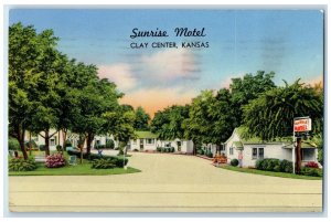 1957 Roadside View Sunrise Motel Building Clay Center Kansas KS Antique Postcard